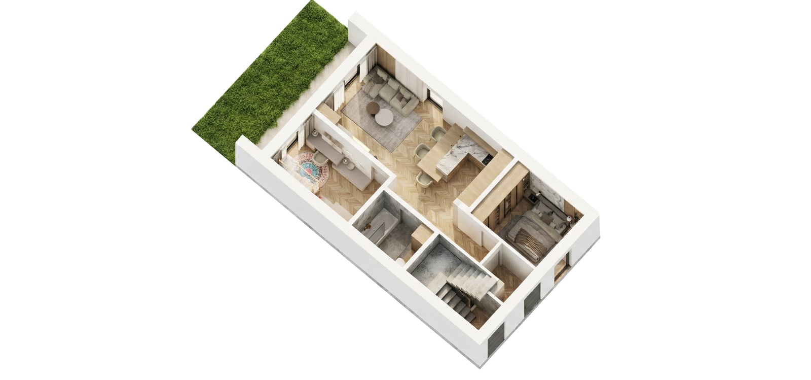 Pierwsze ujęcie wizualizacji 3D mieszkania 3