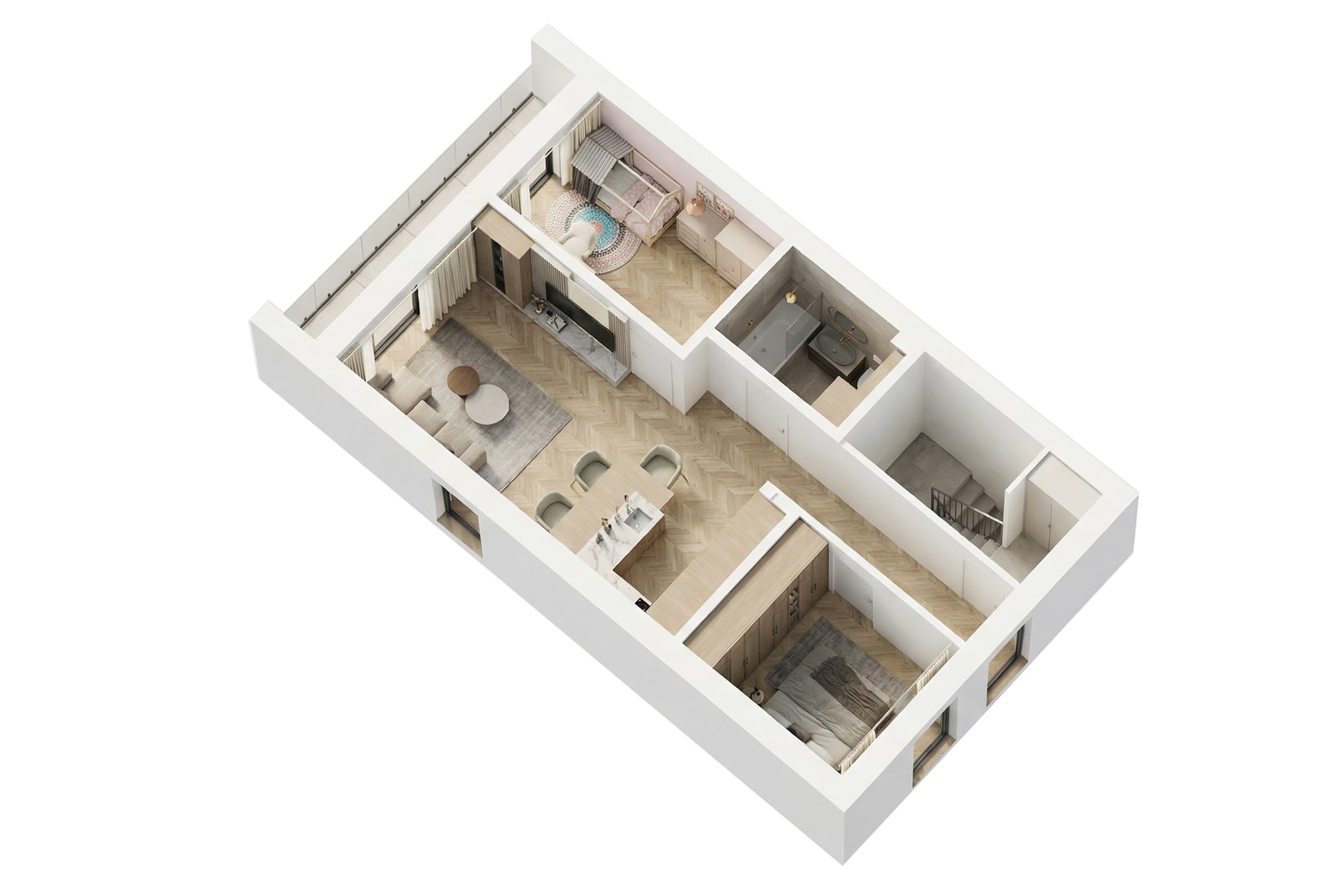 Pierwsze ujęcie wizualizacji 3D mieszkania 4