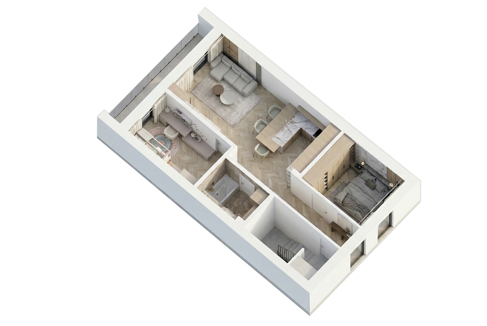 Pierwsze ujęcie wizualizacji 3D mieszkania 5