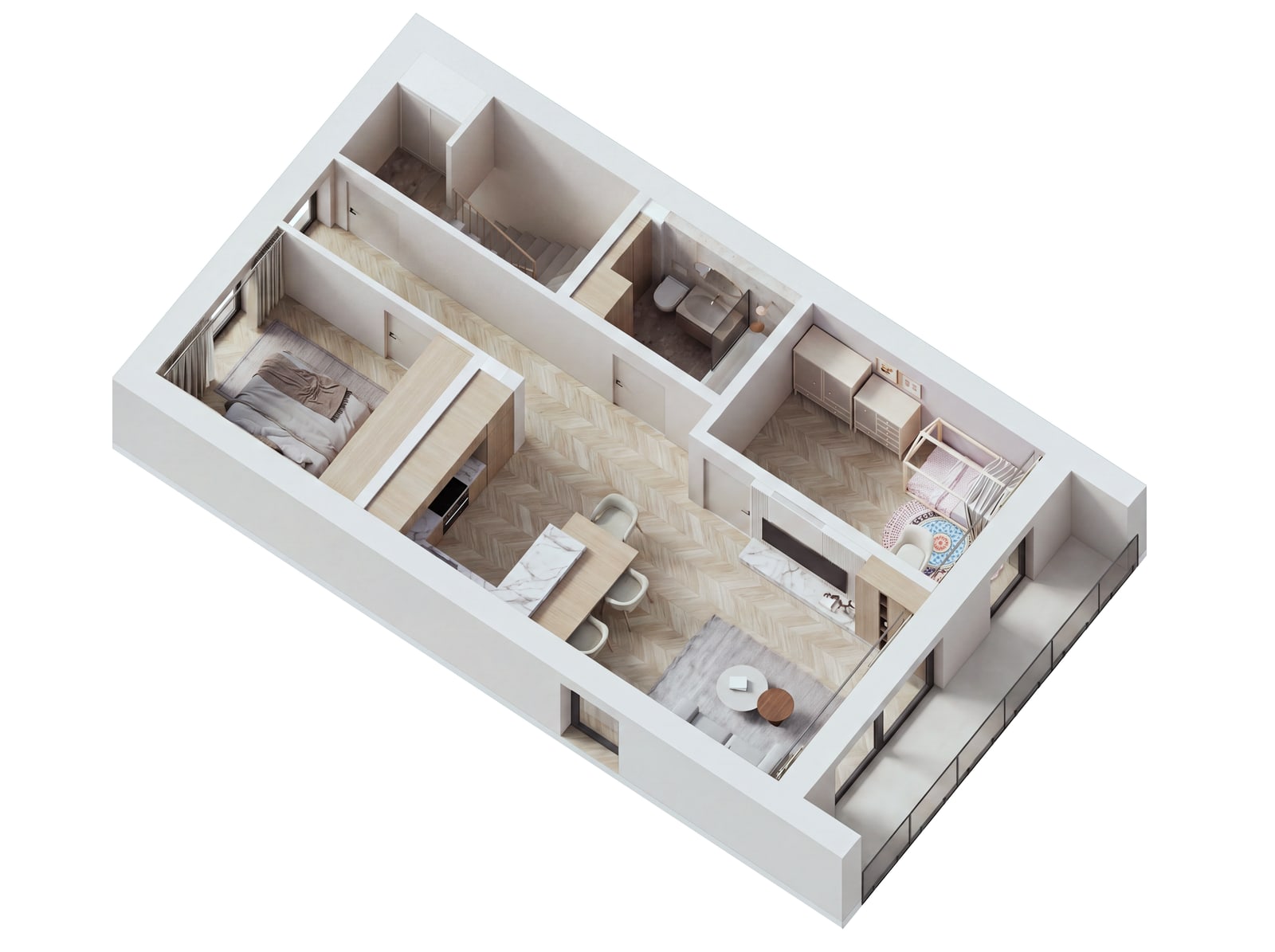 Pierwsze ujęcie wizualizacji 3D mieszkania 6