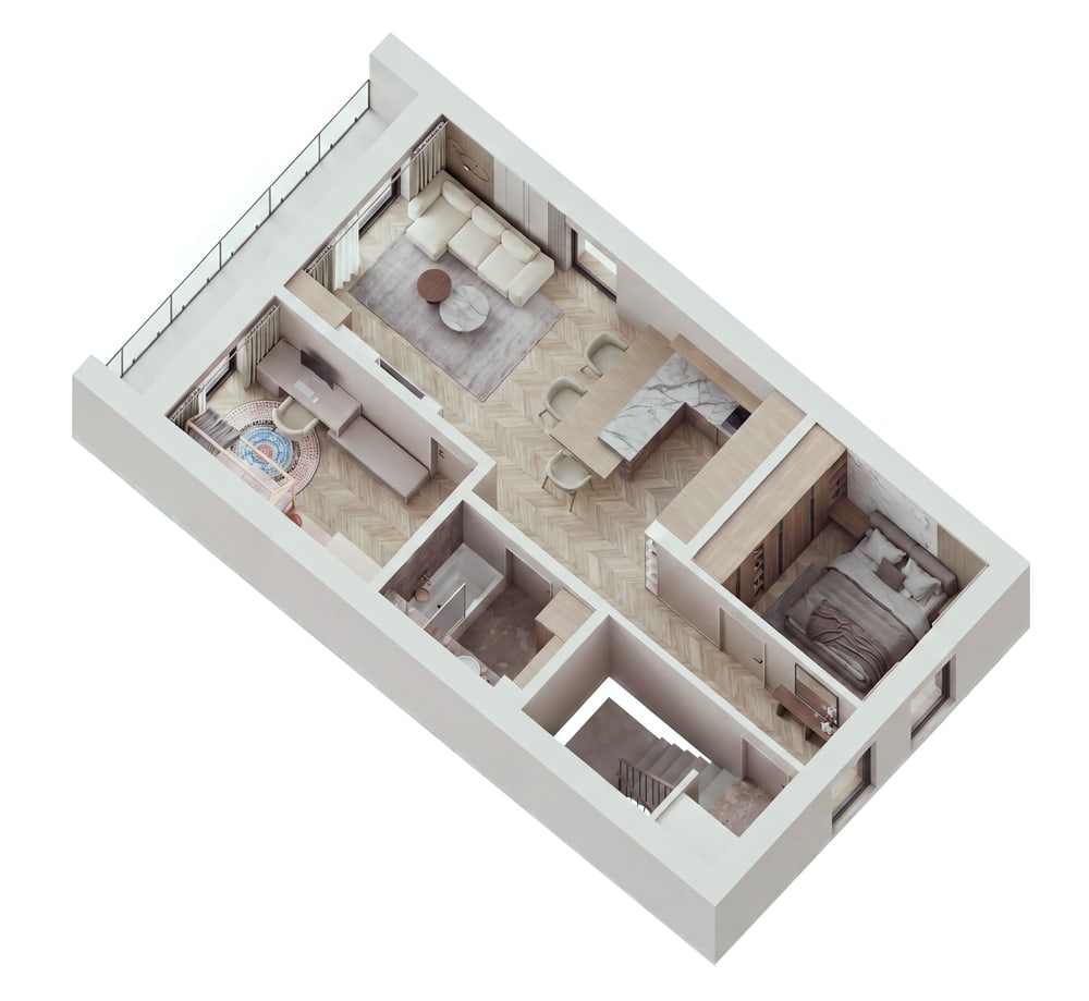 Drugie ujęcie wizualizacji 3D mieszkania 6